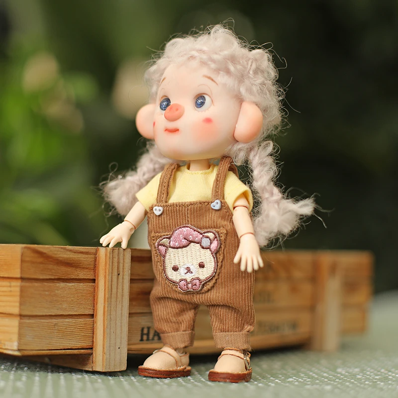 Kawaii 1/12 BJD Doll Clothes Fashion Suspender Pants Dolls jeans for ob11,gsc,body9 Dolls Accessories Obitsu 11 Clothes