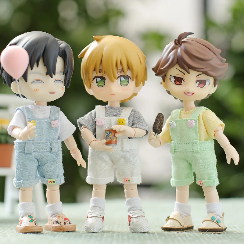 Kawaii 1/12 BJD Doll Clothes Fashion Suspender Pants Dolls jeans for ob11,gsc,body9 Dolls Accessories Obitsu 11 Clothes