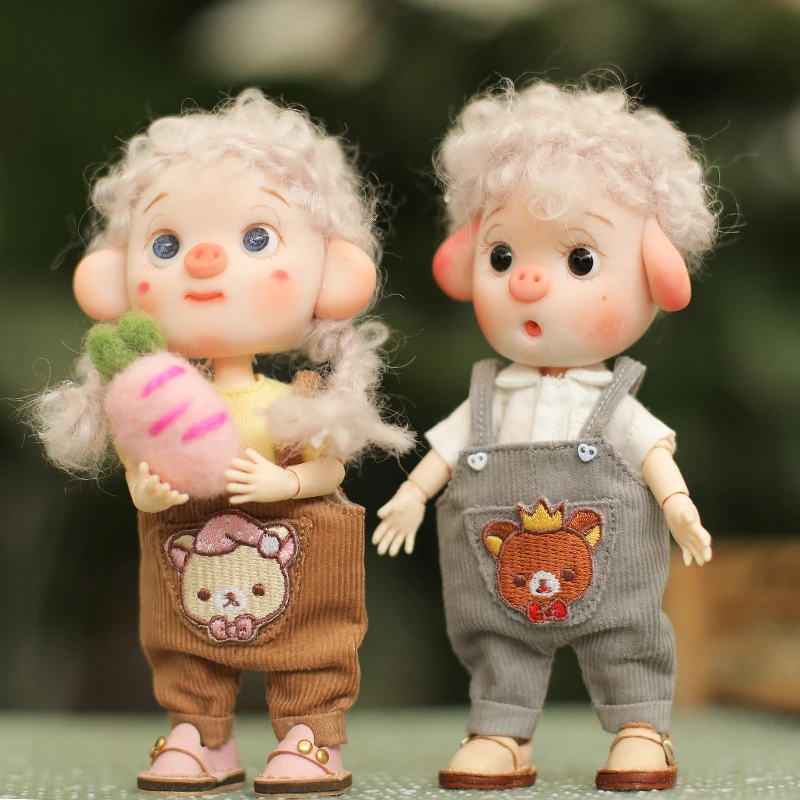Kawaii 1/12 BJD Doll Clothes Fashion Suspender Pants Dolls jeans for ob11,gsc,body9 Dolls Accessories Obitsu 11 Clothes