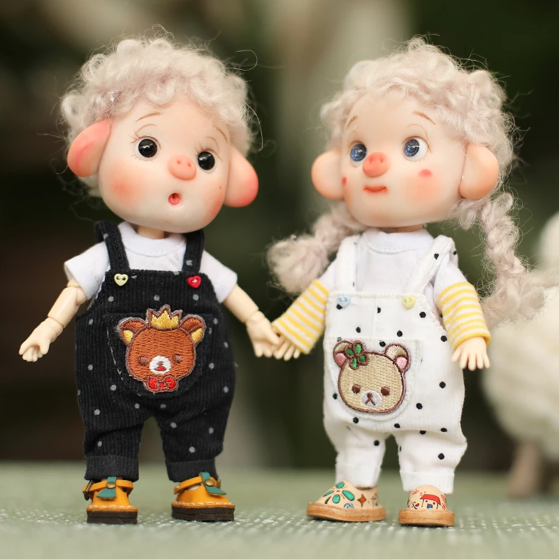 Kawaii 1/12 BJD Doll Clothes Fashion Suspender Pants Dolls jeans for ob11,gsc,body9 Dolls Accessories Obitsu 11 Clothes