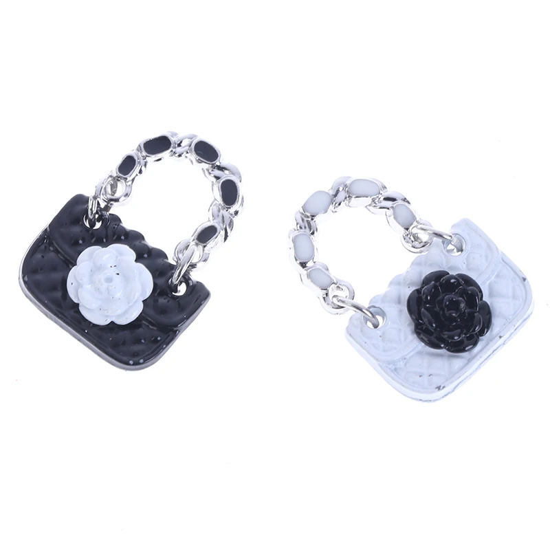 Fashion Leather Miniature Bag For 1/6 1/12 BJD Doll Clothes Accessories Dollhouse Mini Metal Chain Bag Purse Shopping Handbag