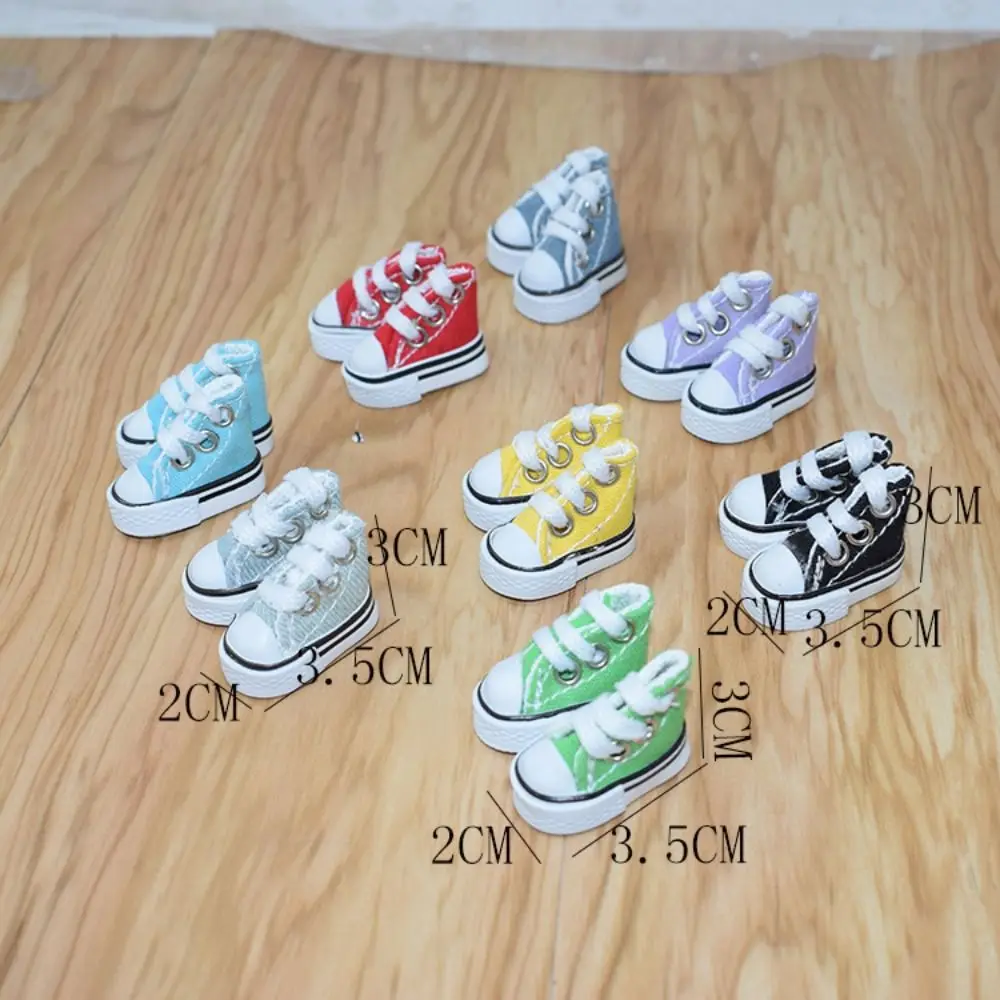 High Quality Kids Pretend Play Toys Cute 3.5CM Doll Shoes Mini Solid Colored Doll Dress Up Accessories 1/8 Bjd Canvas Shoes
