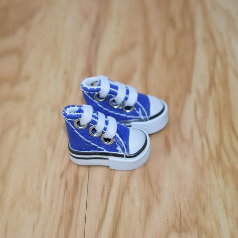 High Quality Kids Pretend Play Toys Cute 3.5CM Doll Shoes Mini Solid Colored Doll Dress Up Accessories 1/8 Bjd Canvas Shoes