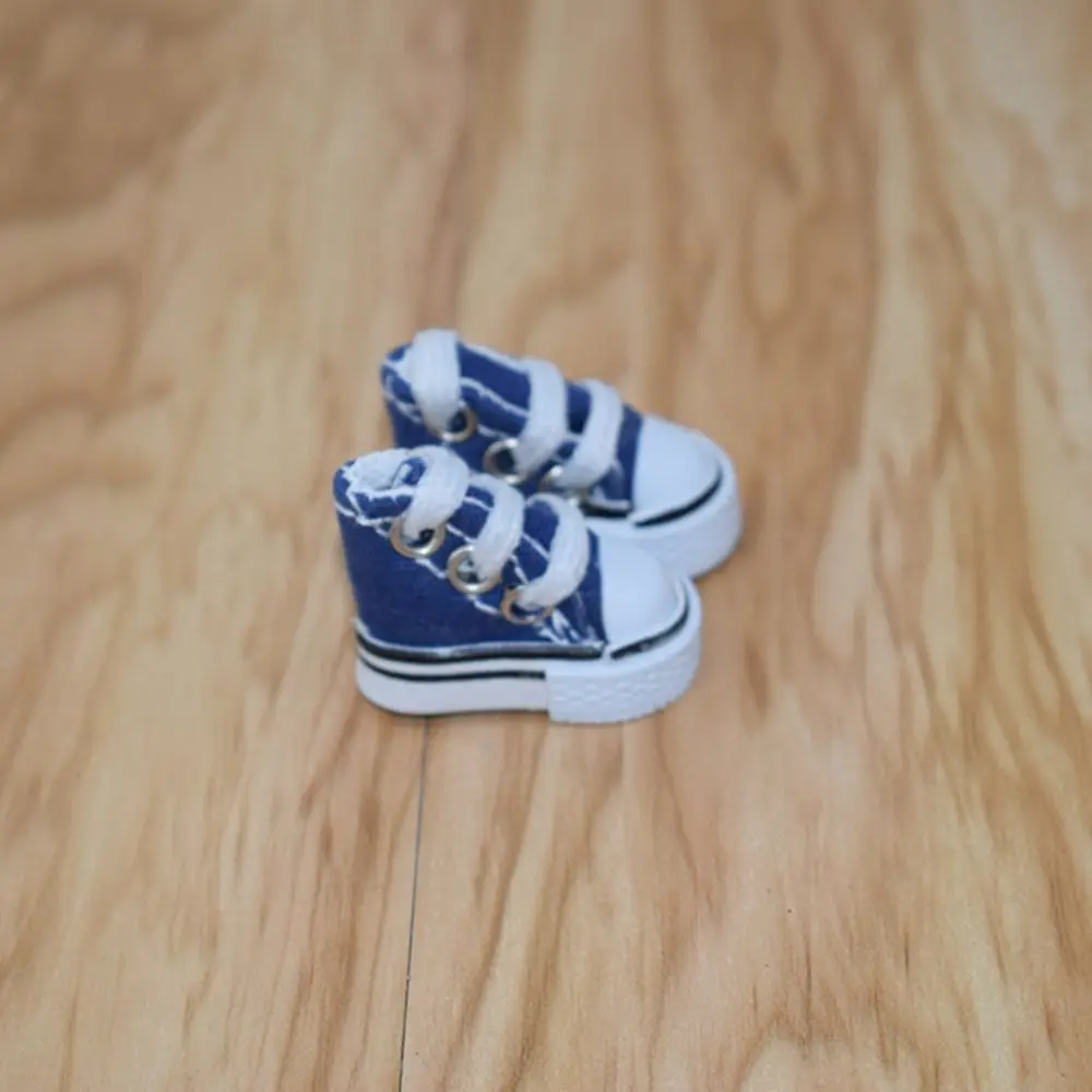 High Quality Kids Pretend Play Toys Cute 3.5CM Doll Shoes Mini Solid Colored Doll Dress Up Accessories 1/8 Bjd Canvas Shoes