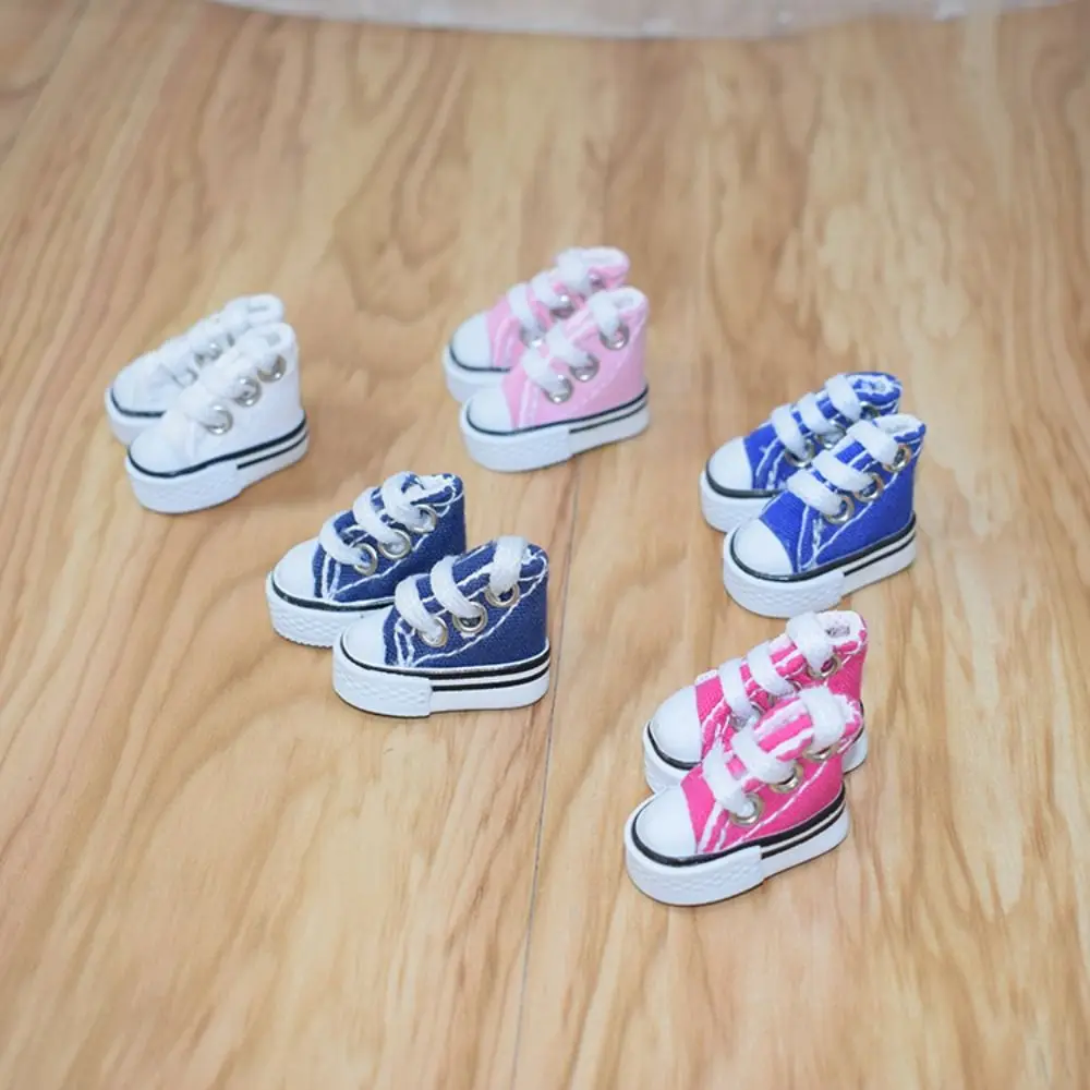 High Quality Kids Pretend Play Toys Cute 3.5CM Doll Shoes Mini Solid Colored Doll Dress Up Accessories 1/8 Bjd Canvas Shoes
