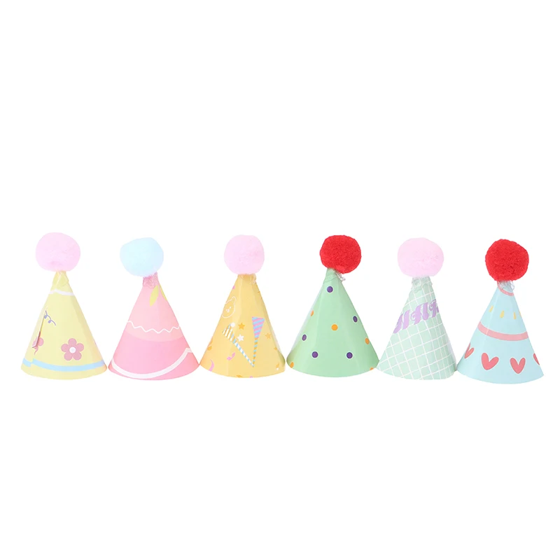 10Pcs/Set DIY Mini Hat Baking Cake Topper Baking Insert 1:12 Dollhouse Bear Birthday Cap Hairball Christmas Hat Scene Decor Toy