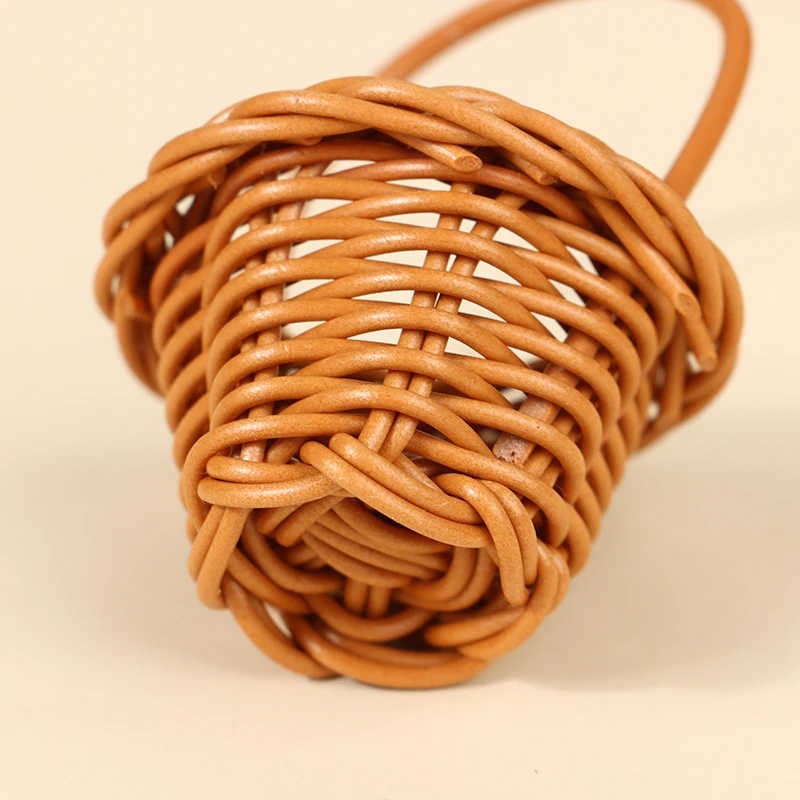 1Pcs Dollhouse Miniature Woven Flower Basket Hand Basket Storage Basket Kids Pretend Play Toy Doll House Accessories