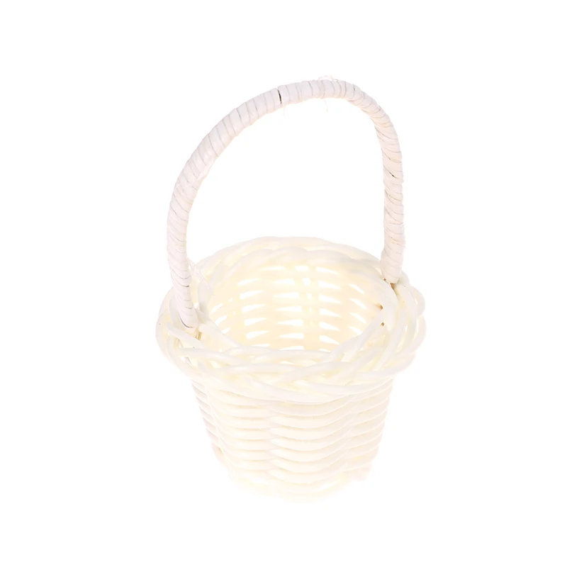 1Pcs Dollhouse Miniature Woven Flower Basket Hand Basket Storage Basket Kids Pretend Play Toy Doll House Accessories