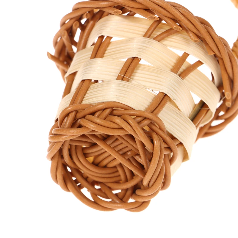 1Pcs Dollhouse Miniature Woven Flower Basket Hand Basket Storage Basket Kids Pretend Play Toy Doll House Accessories