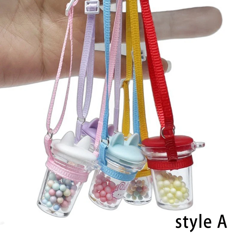 Mini Doll Water Bottle Model Miniature Kettle With Lanyard For 1/4 1/6 OB11 DollHouse Accessories Outdoor Bottles Decoration