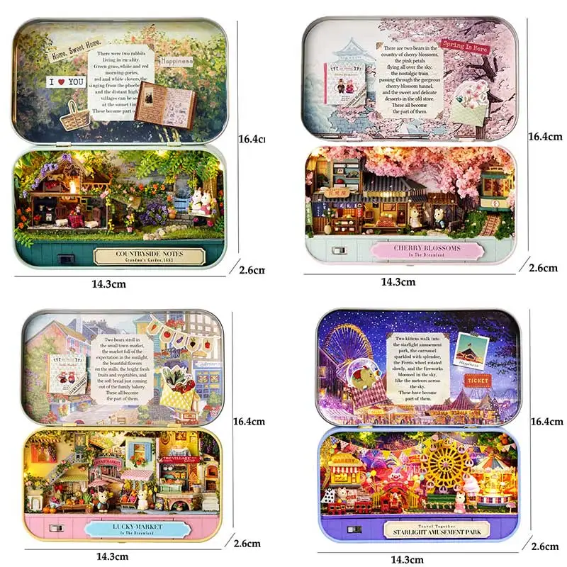 DIY Box Theater Kit 3D Wooden Dollhouse Mini Doll House Kit 3D Puzzle Assembly Making Room Toys Home Decorations For Adults Gift