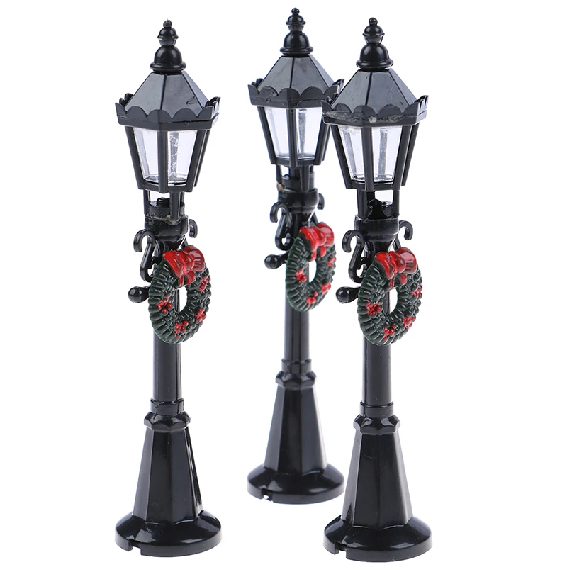 1Pc 1:12 Dollhouse Miniature Christmas Park Street Lamp Doll Streetlight Toy For Doll house Garden Decoration