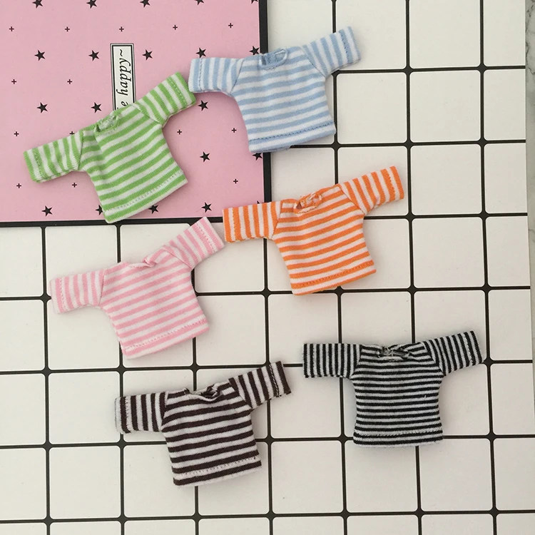 Ob11 Clothes T-shirt Long Sleeve Colorful Stripe Base Shirt For Obitsu11 GSC Molly 1/12 BJD Dolls Accessories Baby Fashion Style