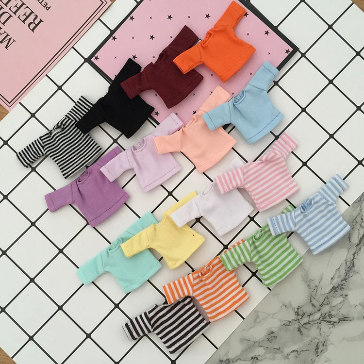 Ob11 Clothes T-shirt Long Sleeve Colorful Stripe Base Shirt For Obitsu11 GSC Molly 1/12 BJD Dolls Accessories Baby Fashion Style