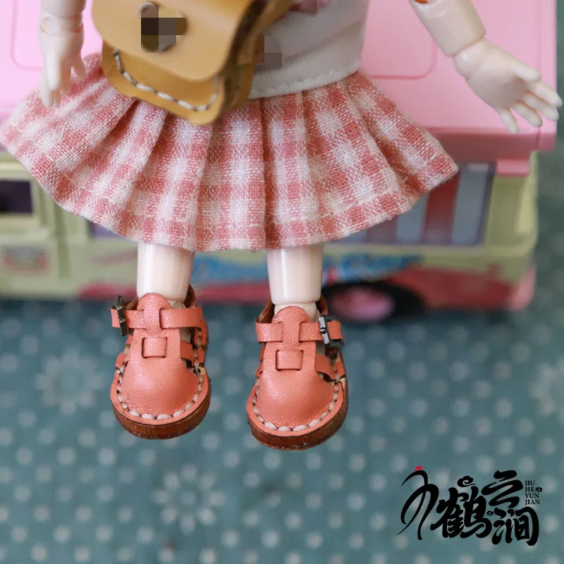 New Casual Handmade Cowhide Doll Shoes Accessories: Small Leather Shoes, Small Sandals, Leather Shoes, Lovely Ob11 Shoes, Leathe