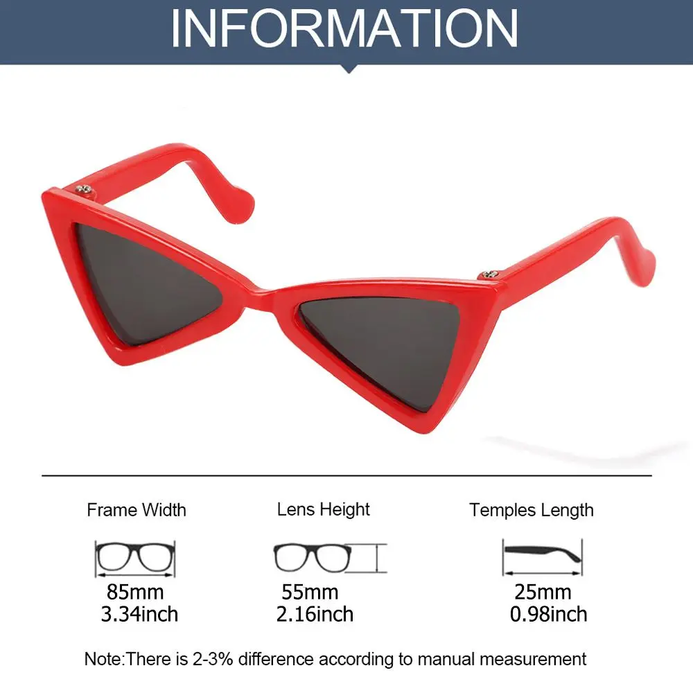 8.5cm Miniature Doll Sunglasses Pet Triangle Glasses Eyewear Eyeglasses For Blythe Doll Accessories Plush Doll Glasses Accessory