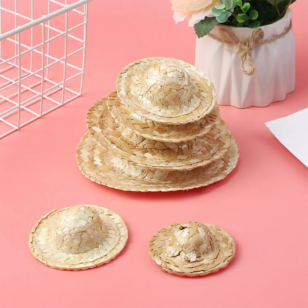 Yellow Cute Multiple Sizes Crafts Doll Accessories DIY Decoration Doll Caps Woven Straw Hat