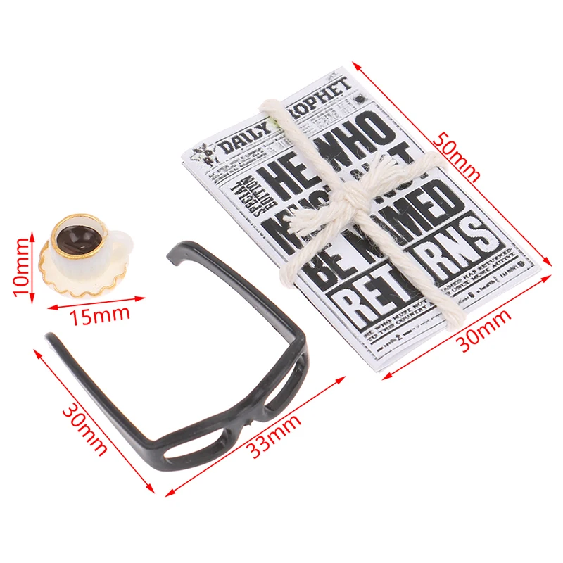 1:12 Dollhouse Miniature Newspaper Glasses Model Magazines Books + Aftertoon Tea DIY Doll House Dollhouse furniture Accessories