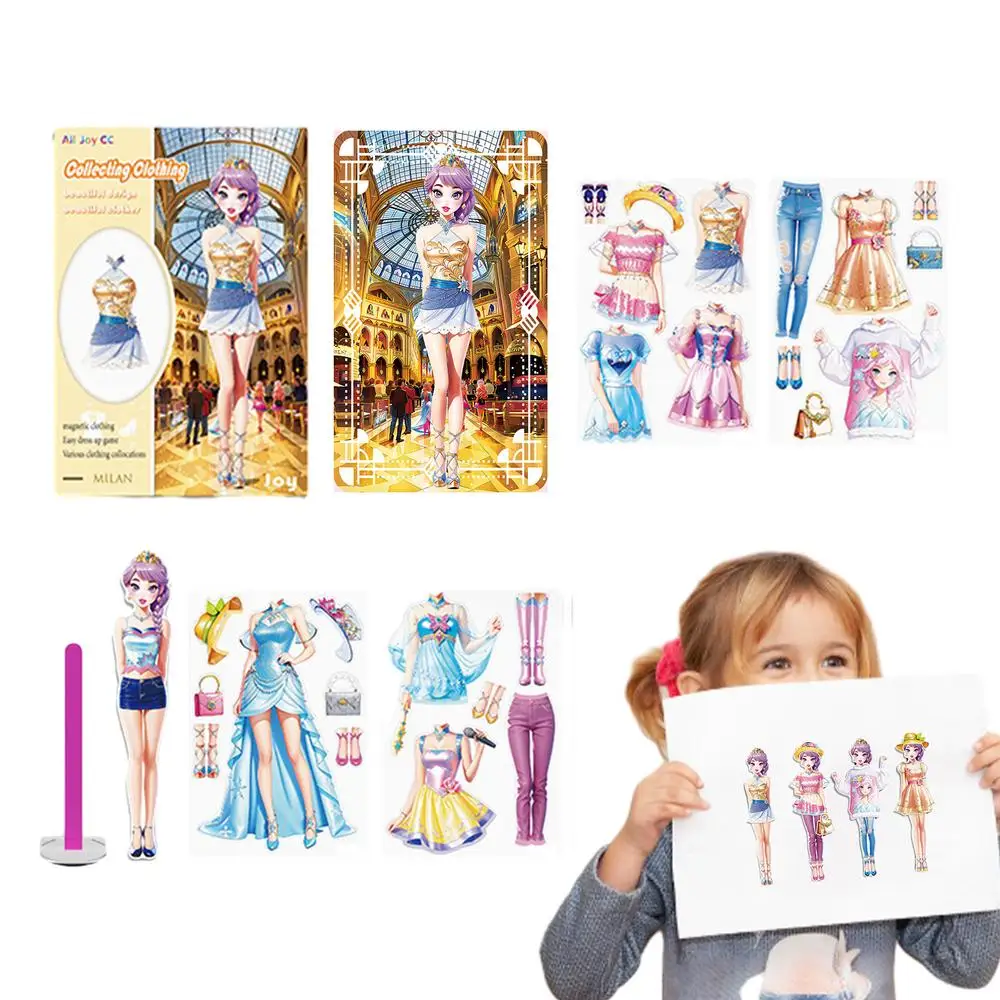 Magnetic Paper Dolls Creative Dress Up Paper Dolls Set clothes-changing dress-up stickers toy Birthday Gift For Toddler Girls