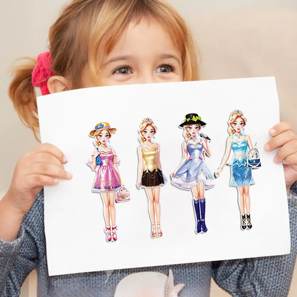 Magnetic Paper Dolls Creative Dress Up Paper Dolls Set clothes-changing dress-up stickers toy Birthday Gift For Toddler Girls