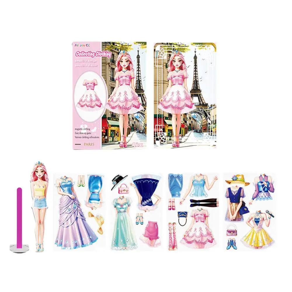 Magnetic Paper Dolls Creative Dress Up Paper Dolls Set clothes-changing dress-up stickers toy Birthday Gift For Toddler Girls