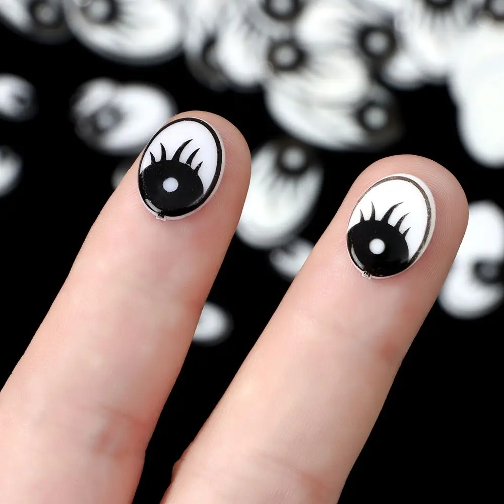 50PCS/Bag Life-like Eyes 8x11mm/12x15mm/14x20mm/16x25mm Plastic Doll Eyes Doll Eyelash Eyes DIY Stuffed Toys Puppets Making Part