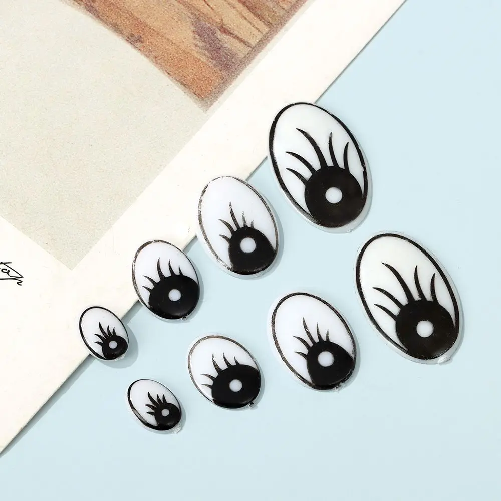 50PCS/Bag Life-like Eyes 8x11mm/12x15mm/14x20mm/16x25mm Plastic Doll Eyes Doll Eyelash Eyes DIY Stuffed Toys Puppets Making Part