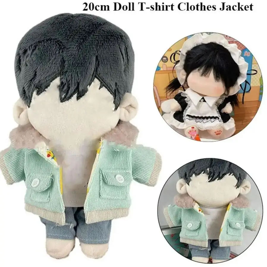 1Set Handmade 10/20cm Doll Clothes Maid Dress Headband Apron Kpop Plush Dolls Outfit Toys Baby Doll's Accessories Cos Suit