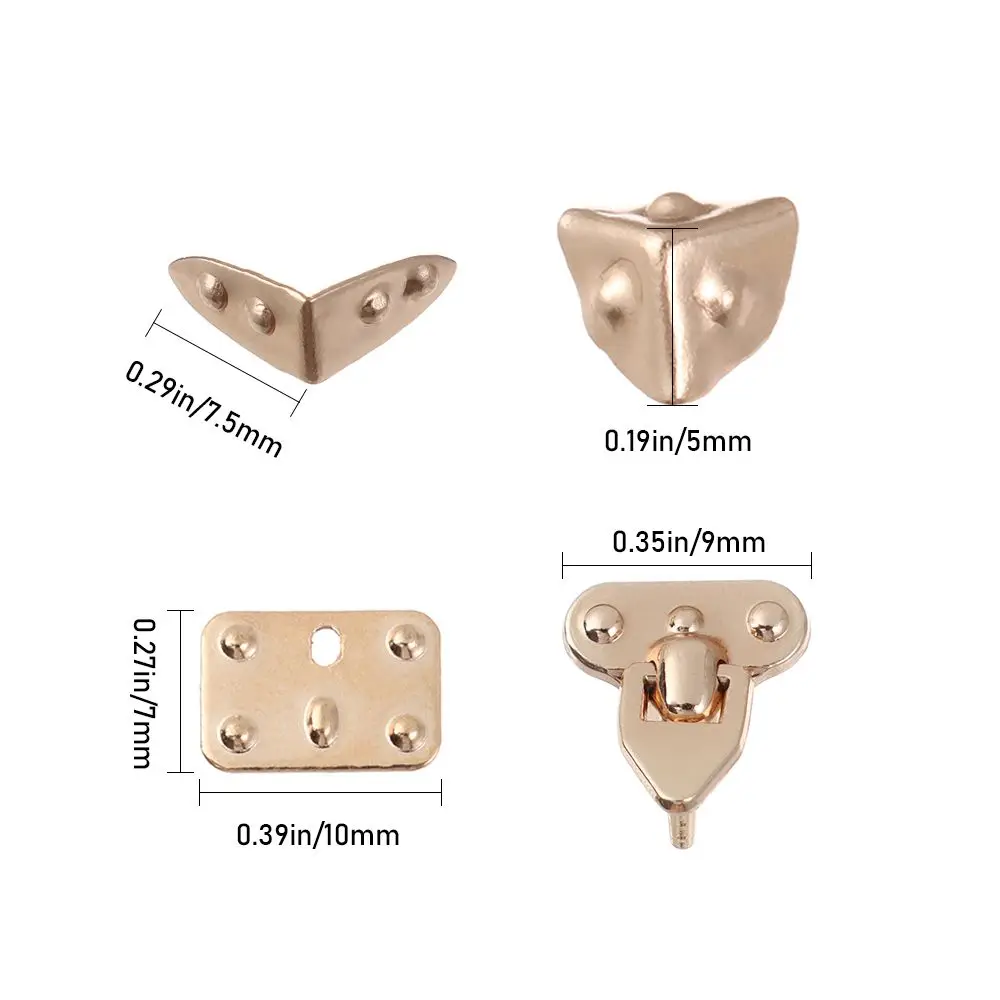 4PCS Doll Luggage Case Corner Protector Mini Metal Trunk Locks Suitcase Box Accessories DIY Dollhouse Doll Boxes Accessories
