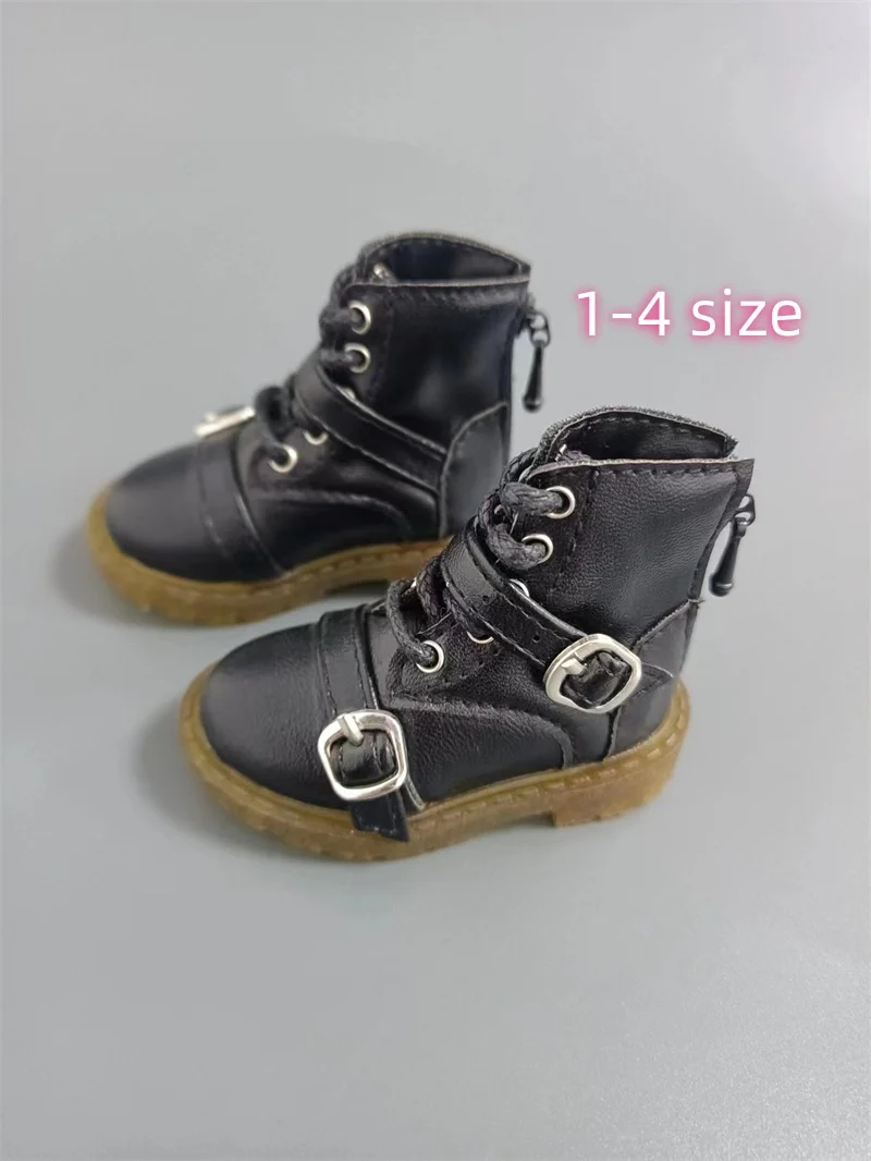 BJD doll Shoes, Strong Uncle, 1/4 Black White Double Buckle Ankle Boots, BJD doll Accessories