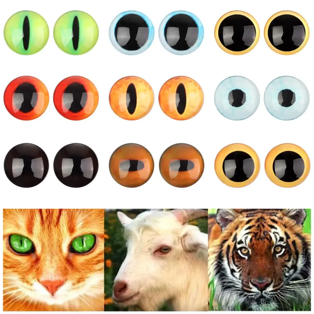 1Pairs Glass Doll Eyes for DIY Sewing Dolls Crafts Accessories Cat Eye Dragon Dinosaur Eye Round Cabochon Pet Dog Cat Eyes