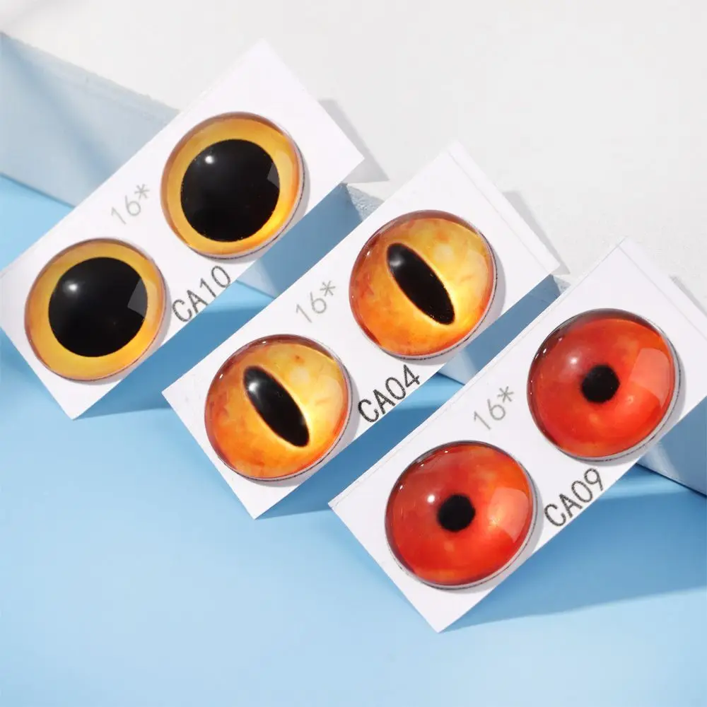 1Pairs Glass Doll Eyes for DIY Sewing Dolls Crafts Accessories Cat Eye Dragon Dinosaur Eye Round Cabochon Pet Dog Cat Eyes