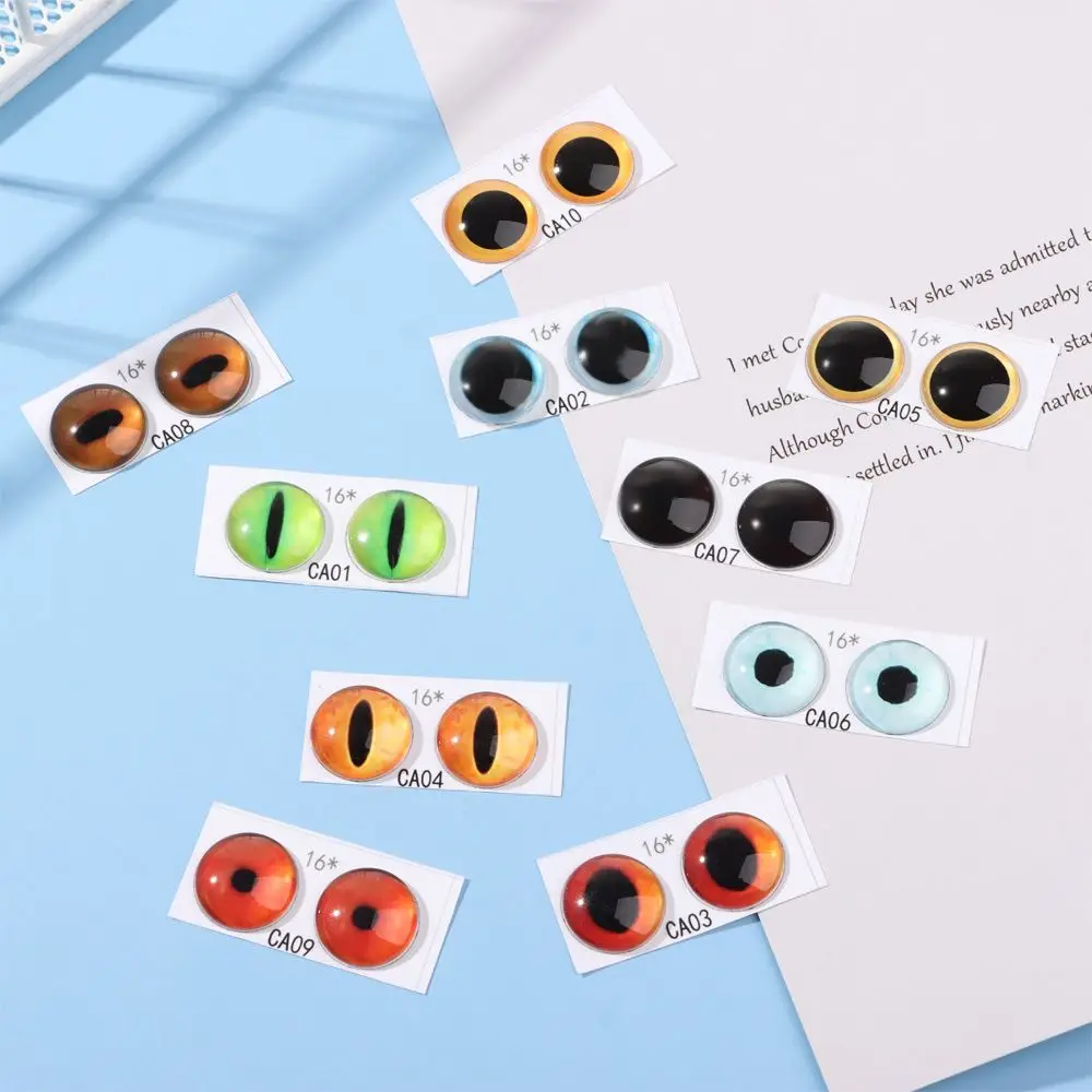 1Pairs Glass Doll Eyes for DIY Sewing Dolls Crafts Accessories Cat Eye Dragon Dinosaur Eye Round Cabochon Pet Dog Cat Eyes