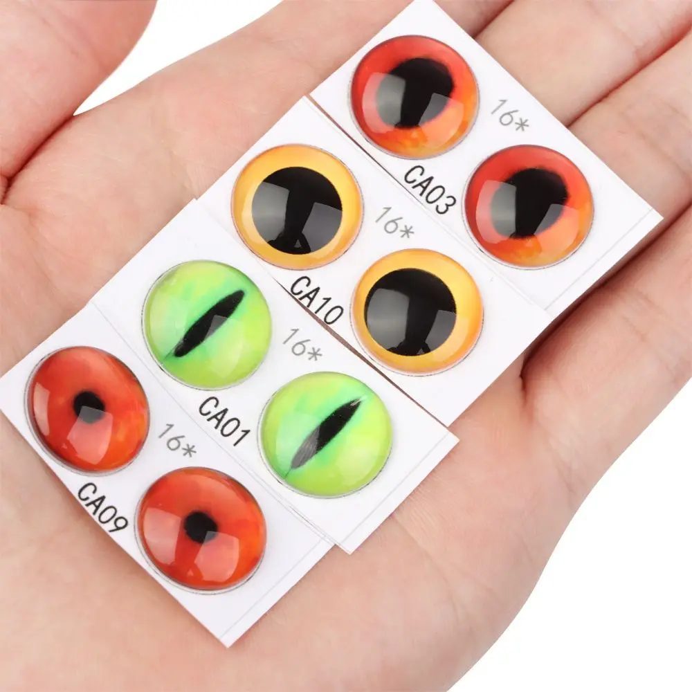 1Pairs Glass Doll Eyes for DIY Sewing Dolls Crafts Accessories Cat Eye Dragon Dinosaur Eye Round Cabochon Pet Dog Cat Eyes