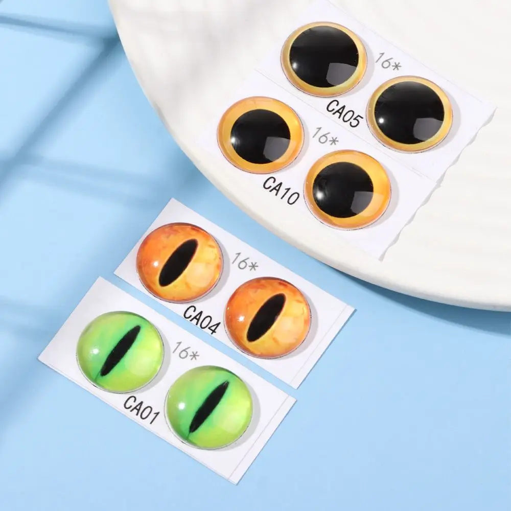 1Pairs Glass Doll Eyes for DIY Sewing Dolls Crafts Accessories Cat Eye Dragon Dinosaur Eye Round Cabochon Pet Dog Cat Eyes