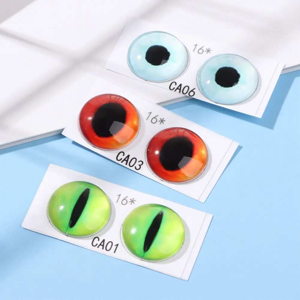 1Pairs Glass Doll Eyes for DIY Sewing Dolls Crafts Accessories Cat Eye Dragon Dinosaur Eye Round Cabochon Pet Dog Cat Eyes
