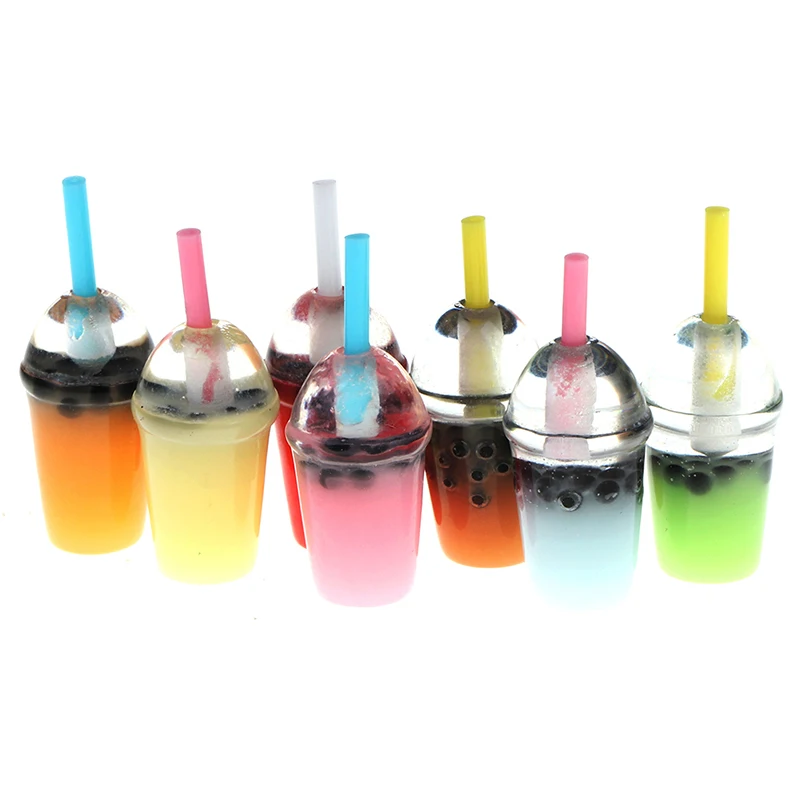 5Pcs 1:12 Dollhouse Miniature Pearl Milk Tea Cups Dolls Kitchen Food