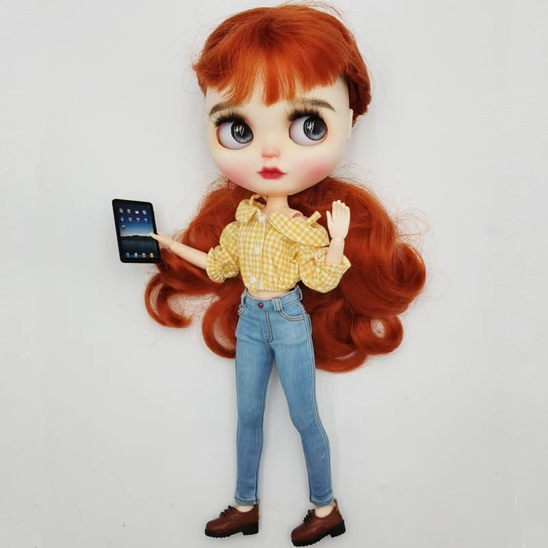 Blythe Coat Clothes Fur Vest Cartoon Plaid Pants For Ob24 Ob22 Azone Doll Winter Outfit