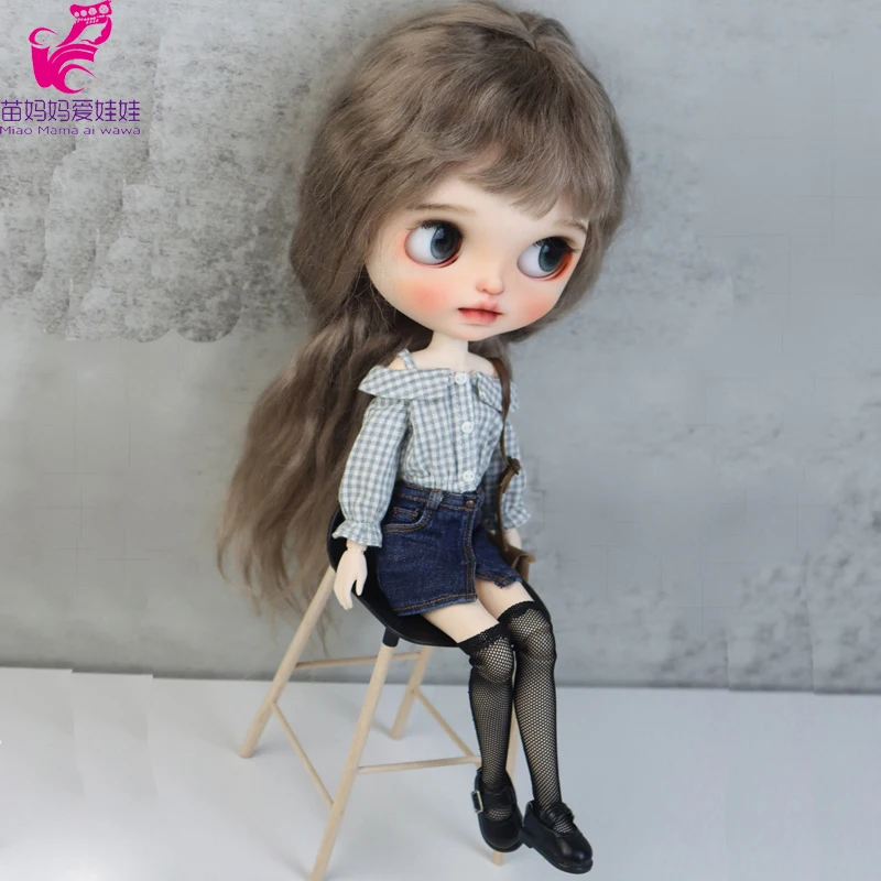 Blythe Coat Clothes Fur Vest Cartoon Plaid Pants For Ob24 Ob22 Azone Doll Winter Outfit