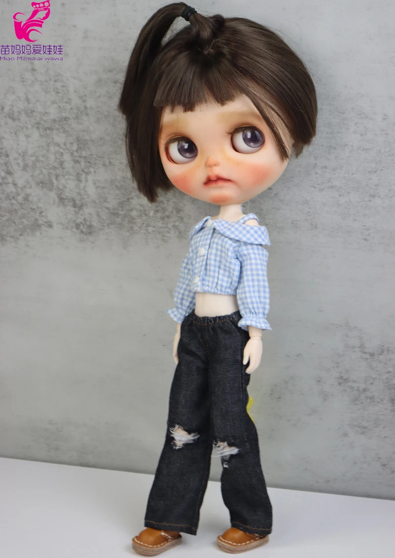 Blythe Coat Clothes Fur Vest Cartoon Plaid Pants For Ob24 Ob22 Azone Doll Winter Outfit