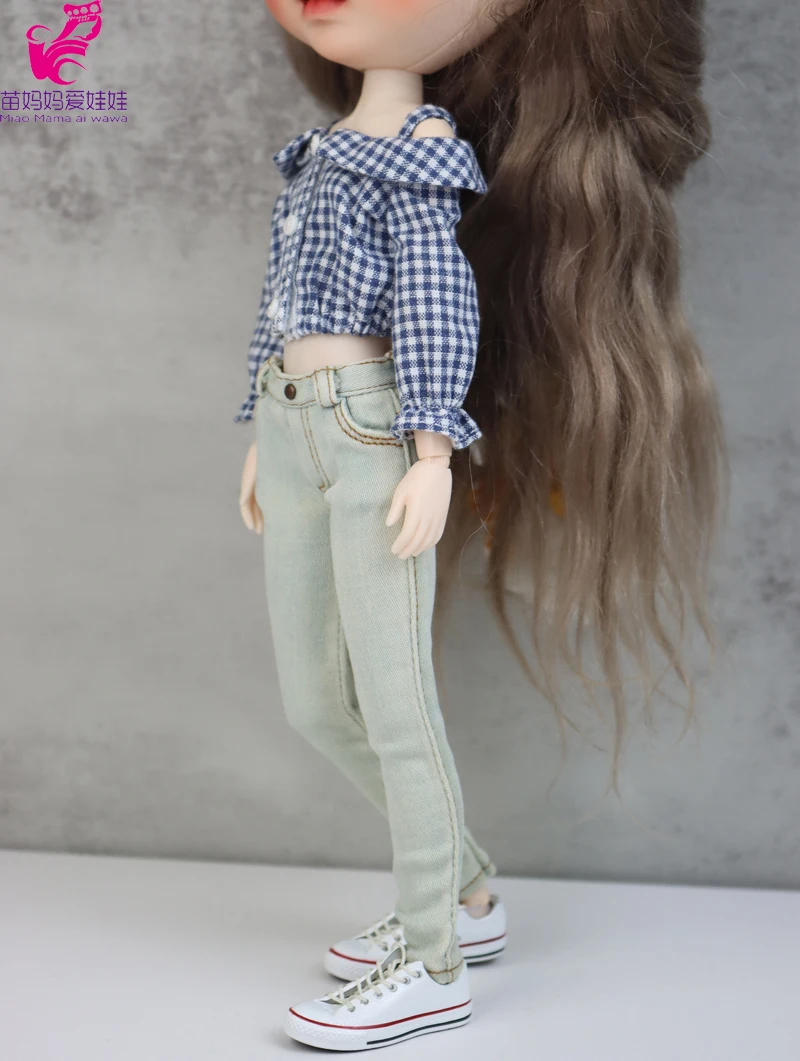 Blythe Coat Clothes Fur Vest Cartoon Plaid Pants For Ob24 Ob22 Azone Doll Winter Outfit