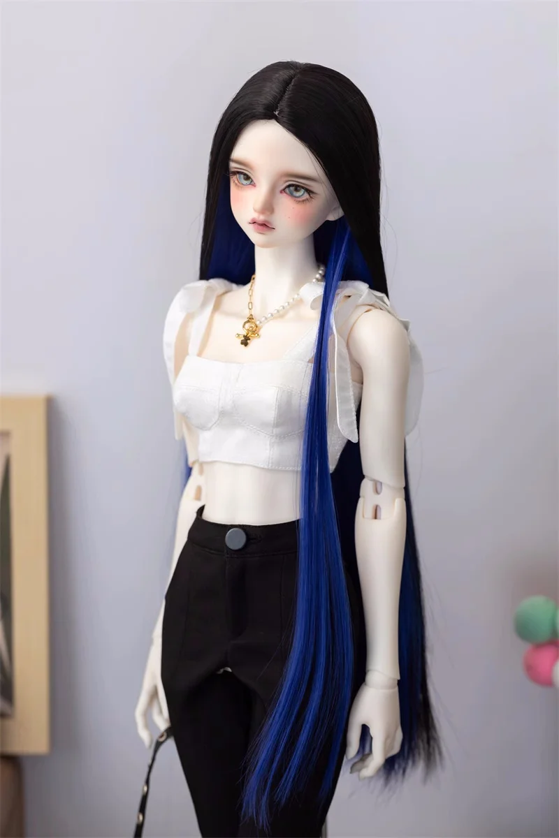 BJD/SD Doll Wig 1/3 1/4 1/6 Girls Boys Elegant High Temperature Silk White Black Green Long Straight Hair Gifts Doll Accessories