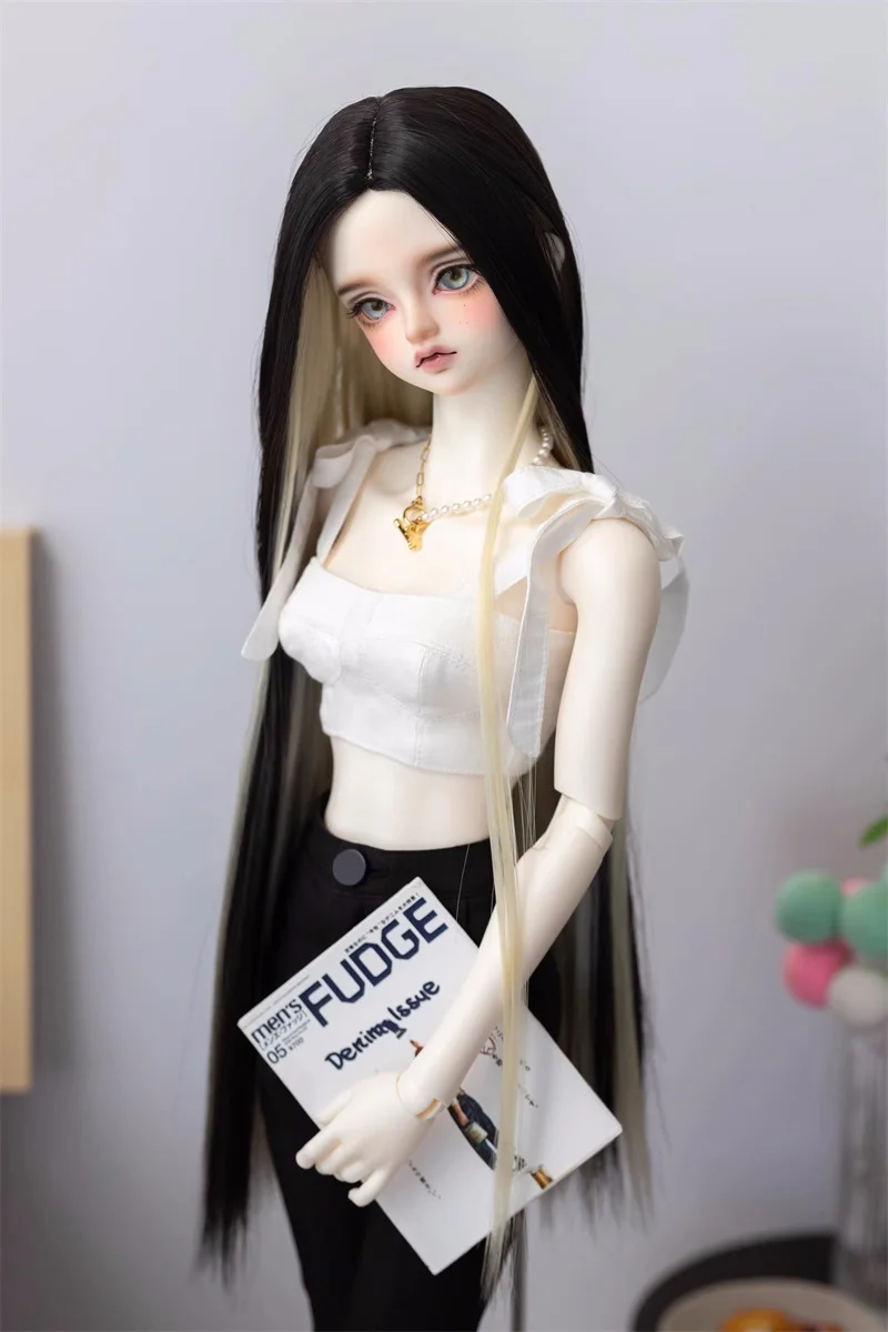 BJD/SD Doll Wig 1/3 1/4 1/6 Girls Boys Elegant High Temperature Silk White Black Green Long Straight Hair Gifts Doll Accessories