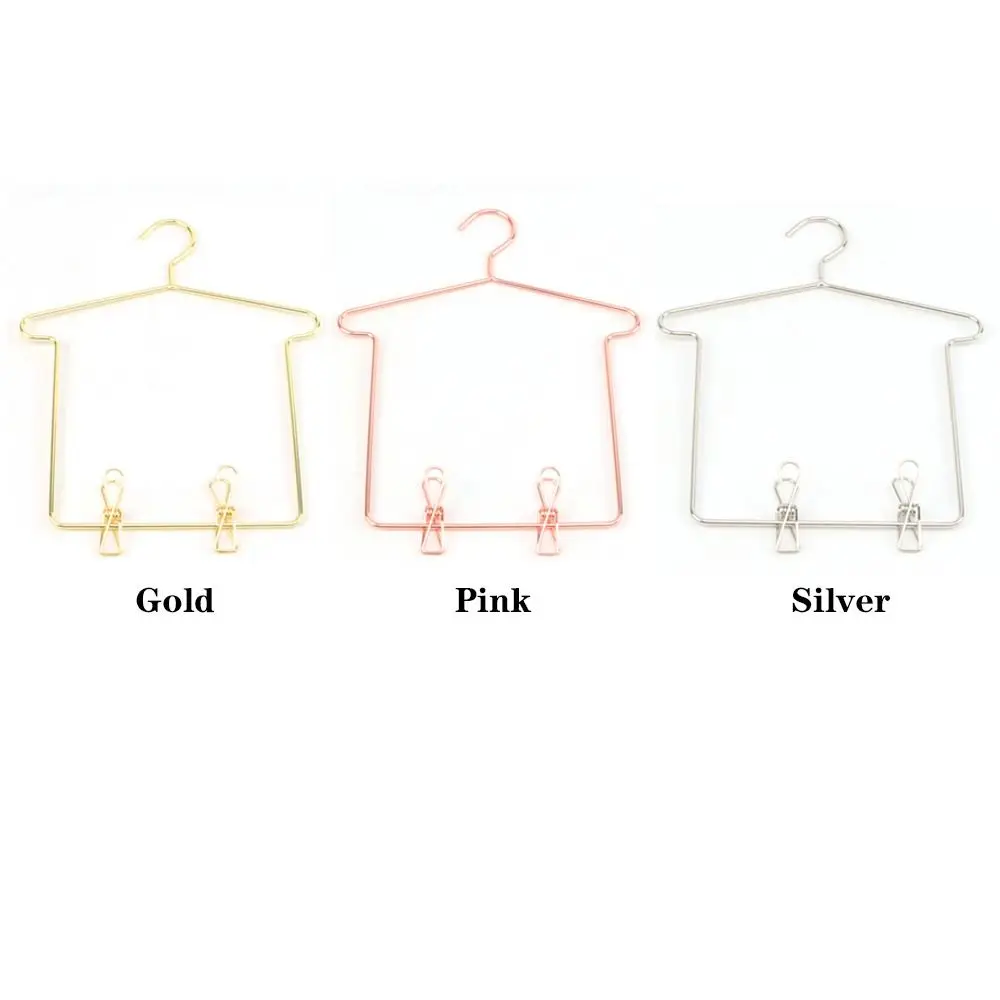5pcs Doll Accessories Cute Mini Doll Dress Clothes Hangers Dollhouse Furniture Metal Doll Hangers