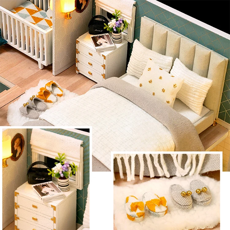 3D Wooden Mini Doll Houses DIY Small House Kit 3D Puzzle Assembly Building with Furniture Kit Toys Dollhouse Birthday Gifts