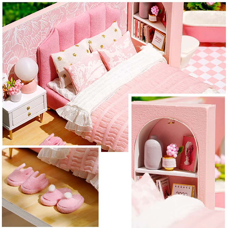 3D Wooden Mini Doll Houses DIY Small House Kit 3D Puzzle Assembly Building with Furniture Kit Toys Dollhouse Birthday Gifts