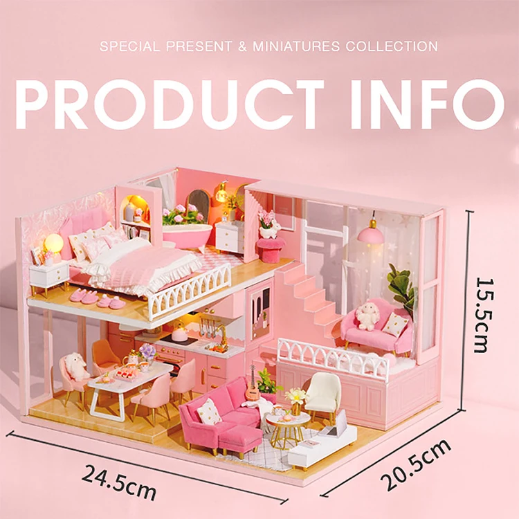 3D Wooden Mini Doll Houses DIY Small House Kit 3D Puzzle Assembly Building with Furniture Kit Toys Dollhouse Birthday Gifts