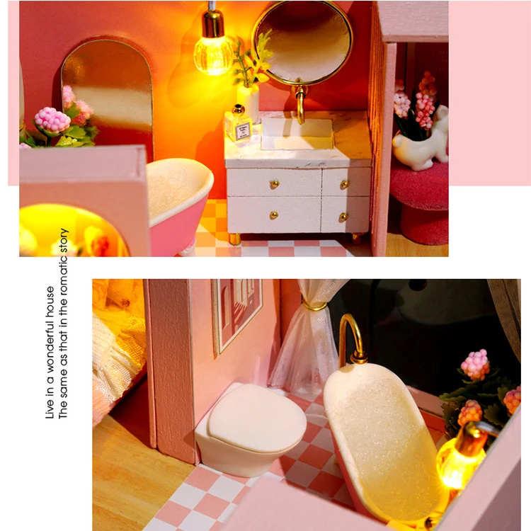 3D Wooden Mini Doll Houses DIY Small House Kit 3D Puzzle Assembly Building with Furniture Kit Toys Dollhouse Birthday Gifts