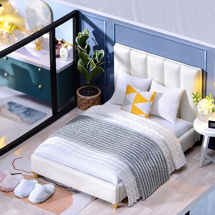 3D Wooden Mini Doll Houses DIY Small House Kit 3D Puzzle Assembly Building with Furniture Kit Toys Dollhouse Birthday Gifts