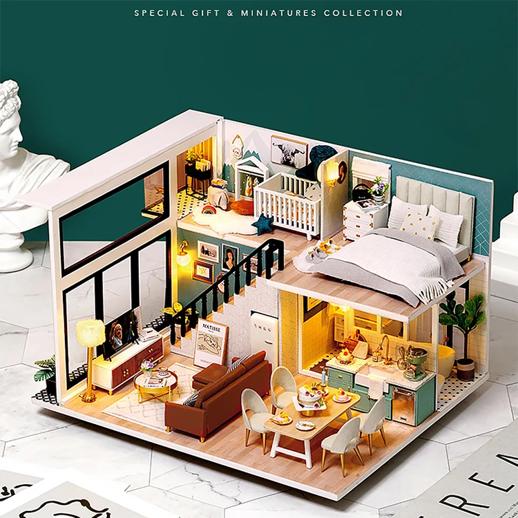 3D Wooden Mini Doll Houses DIY Small House Kit 3D Puzzle Assembly Building with Furniture Kit Toys Dollhouse Birthday Gifts